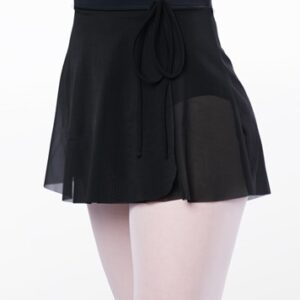 Black Mesh Faux Wrap Skirt