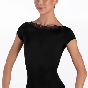 Onyx - Lace Trim Cap Sleeve